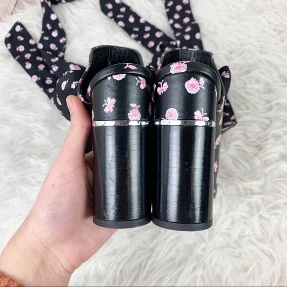3.1 Phillip Lim Black and Pink Floral Heels - Picture 10 of 12